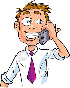 卡通办公室工作人员打来电话上班族人士插图工人衬衫男人领带商务顾客白色图片
