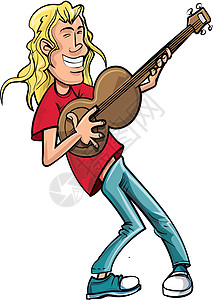 卡通摇滚歌手配吉他金属卡通片摇滚乐闲暇音乐青年学生插图岩石吉他手图片