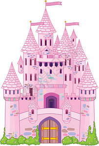 魔法城堡粉色绘画想像力故事王子卡通片旗帜插图王国艺术图片
