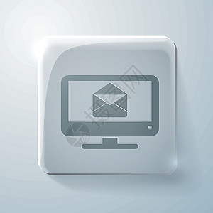 玻璃方形图标 监视器 信件信封反射传单按钮电子邮件技术正方形网络网站阴影邮政图片
