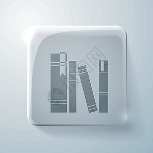 书籍的脊柱 玻璃方形图标教科书阴影学习百科电脑全书学校大学杂志按钮图片