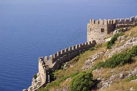 土耳其艾伦亚城堡地标旗帜场景建筑学文化旅游假期海岸线火鸡纪念碑图片