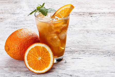 冰橙茶橙子茶点果汁食物饮料立方体水果玻璃图片