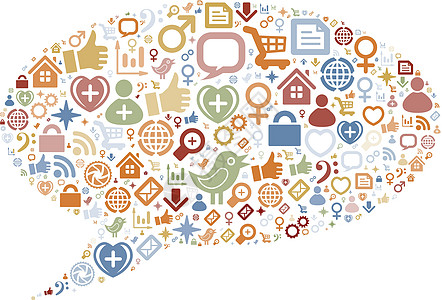 社交媒体图标以聊天泡泡形状纹理社区合伙全球化团队商业讨论技术社会学消息网络图片