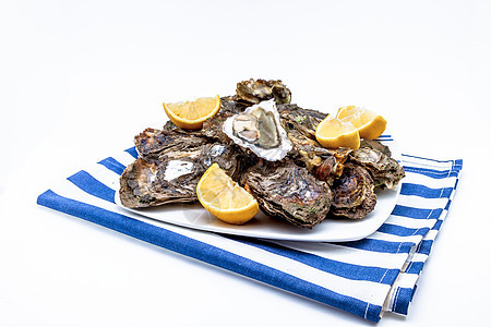 牡蛎营养海鲜海洋柠檬盘子食物贝类美食壳类熟食图片