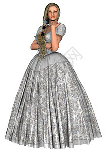 美丽的公主金发女郎金发奢华版税白色编织童话皇家女性花朵图片
