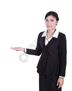妇女开放手掌 复制空间商业概念手臂女孩人士经理工作商务产品主持人成人微笑图片
