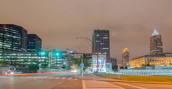 克利夫兰市中心 在阴云的一天河岸城市风景办公楼建筑地方街道城市生活天际建筑学图片