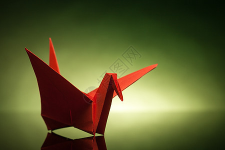 折纸起重机艺术翅膀希望工艺手工折纸游戏红色玩具爱好图片