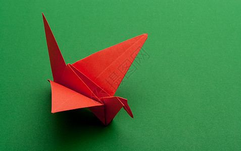 折纸起重机白色艺术创造力玩具折纸工艺起重机绿色手工游戏图片