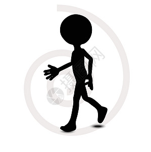 3D男子穿行姿势散步男性卡通片插图男人流浪动物人手专注数字化图片