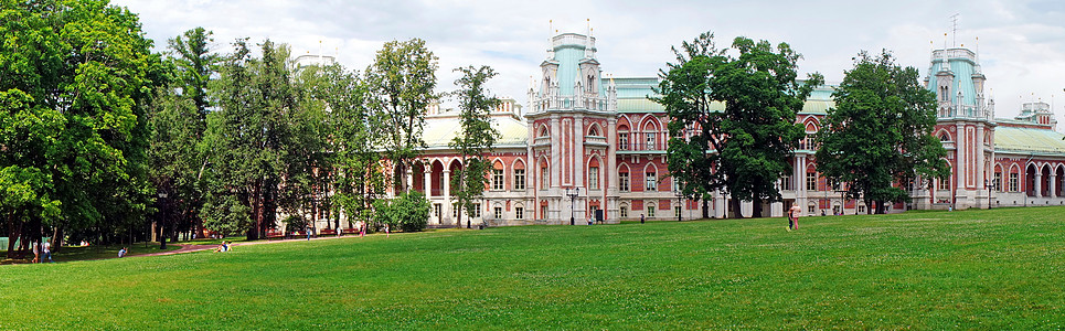 全景 莫斯科俄罗斯皇后凯瑟琳二世的宫殿博物馆旅游旅行建筑学公园艺术财产历史城堡风格图片