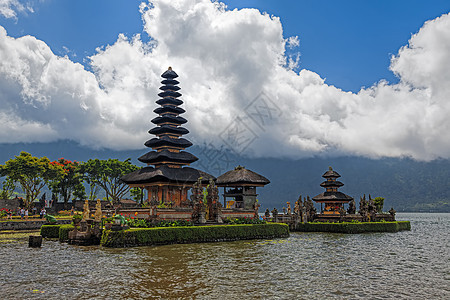 Ulun 达努寺庙精神宗教寺庙历史天空吸引力山脉蓝色上帝地标图片