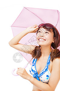 持有雨伞和戴眼镜的年轻女性青年妇女图片