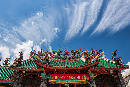 中国庙屋顶蓝色遗产文化神社石头天空金子建筑学建筑宗教图片
