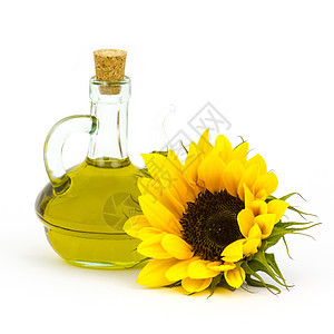 向日葵油和向日葵软木水壶饮食瓶子美食太阳种子农场养分白色图片