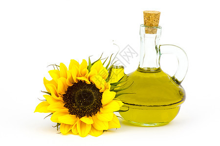 向日葵油和向日葵农场水壶农业调味种子白色玻璃软木黄色瓶子图片