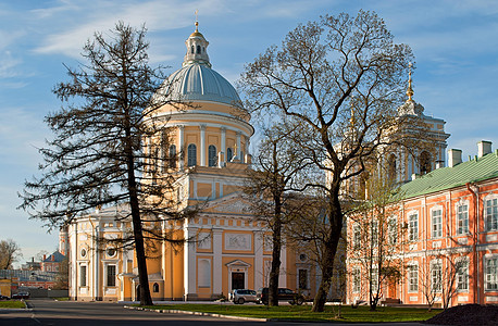 东正教教堂风格博物馆晴天天空历史性蓝色城市教会历史圆顶图片
