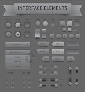 用户界面元素插图菜单灰色网站控制按钮导航网络软件技术背景图片