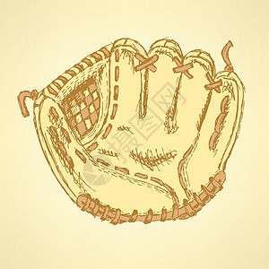 Sletch 棒球手套 病媒历史背景绘画季节插图草图游戏墨水娱乐团队联盟蕾丝图片