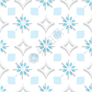 玉石浮雕蓝白雪花和白雪花无缝的白尖尖峰插画