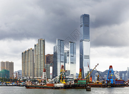 香港渡船蓝色海洋天空金融码头文化景观摩天大楼晴天图片