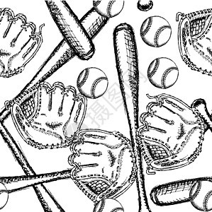 线性棒球球 蝙蝠蚂蚁手套 无缝模式墨水游戏运动篮球雕刻联盟绘画棒球草图冠军图片