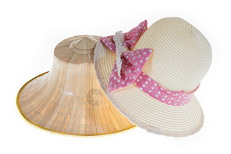 泰国农民 戴着甜帽子的棕榈帽 戴着漂亮的草帽稻草粉色手工黄色农场柳条竹子乡村棕榈衣服图片