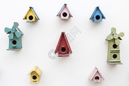 白底木制成的鸟巢天空乡村盒子房子季节森林植物桌子木头鸟类图片