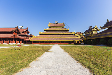 曼德勒宫殿 曼德勒 缅甸或缅甸文化历史艺术寺庙国家蓝色宗教旅游宝塔历史性图片