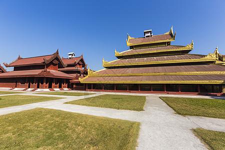 曼德勒宫殿 曼德勒 缅甸或缅甸历史旅行建筑学历史性艺术宝塔金子地标建筑遗产图片