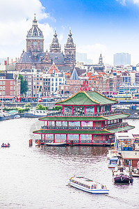 阿姆斯特丹空中观察首都建筑学市中心观光运河水路港口码头大厦建筑图片