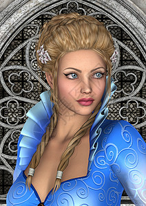 美丽的公主裙子辫子皇家女性童话财富奢华故事金发女郎蓝色图片