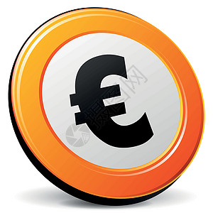 向量欧元图标互联网网络橙子银行反射标识货币按钮座右铭图片