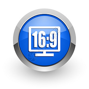 16 9 显示蓝色光彩的网络图标展示圆圈监视器互联网按钮商业电视视频日程电影图片