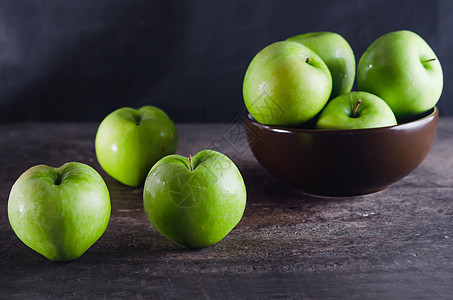 新鲜苹果营养食物静物棕色茶点绿色水果健康图片