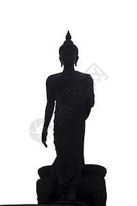 沉思者雕像白底的黑佛像信仰沉思佛教徒黑色精神古董雕塑雕像冥想宗教背景