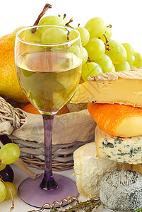 奶酪 葡萄酒和水果蓝色篮子奶奶食物干酪乳脂小吃羊乳模具迷迭香图片