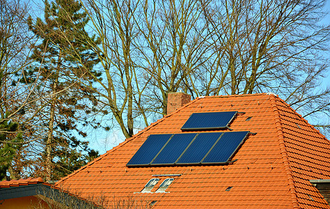 房顶太阳能电池板经济晴天活力细胞天空环境电力工业绿色创新图片