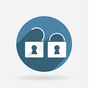 圆蓝色图标和阴影密码闩锁技术安全反射商业按钮挂锁界面钥匙图片