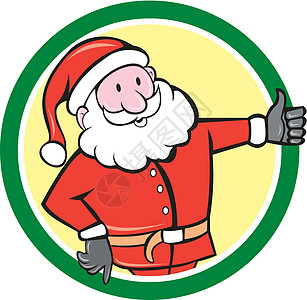 圣诞老人圣诞老人 圣诞大拇指举起圆形卡通图片