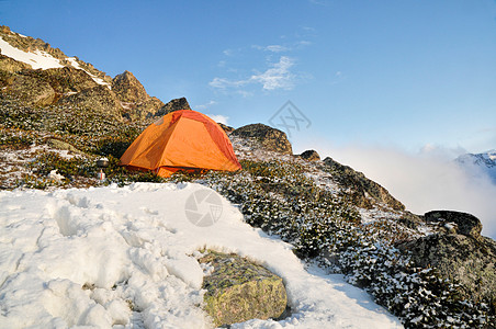 土耳其Kackar山脉冰川化帐篷火鸡场景远足岩石风景图片