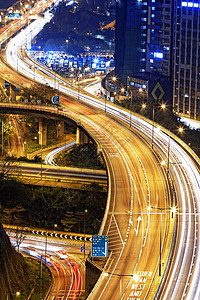 夜间在香港的交通高速公路速度城市汽车旅游生活夜景交通场景建筑运动图片