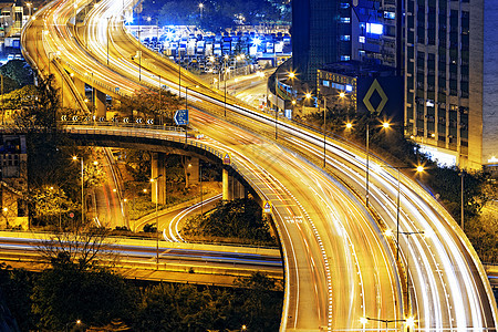 夜间在香港的交通高速公路车辆建筑运动速度踪迹场景商业景观交通建筑学图片