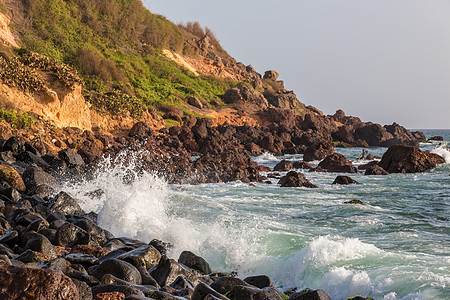 达喀尔海岸海洋风景天空旅行海岸线蓝色场景海景石头波浪图片