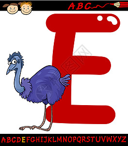 emu 卡通插图电子字母e背景图片