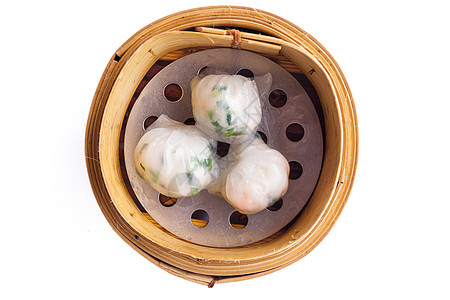白底虾分离的中国二光蒸龙虾食物海鲜小吃菜单篮子饺子竹子餐厅用餐猪肉图片