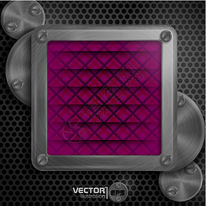 带有螺丝的金属框架条纹插图横幅织物床单边界紫色正方形盘子活力图片