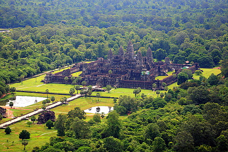 Angkor Wat这个城市拥有一座寺庙世界遗产 Siem 收割柬埔寨的城市王国古屋高棉佛教徒高棉语文化景观奇迹古城神庙图片