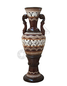 装饰花瓶制品器皿陶器古董棕色光泽古物陶瓷黏土艺术图片